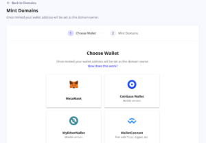 comprar dominios blockchain NFT wallet